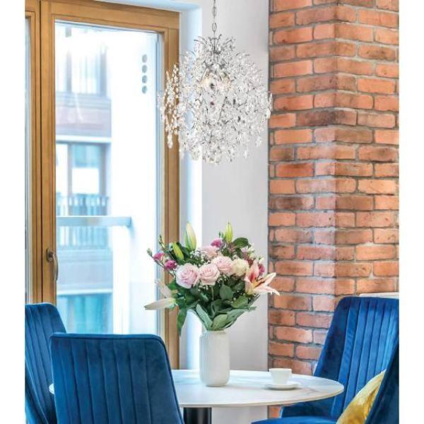 Elegant Chrome Mini Chandelier with Crystal Accents, 3-Light