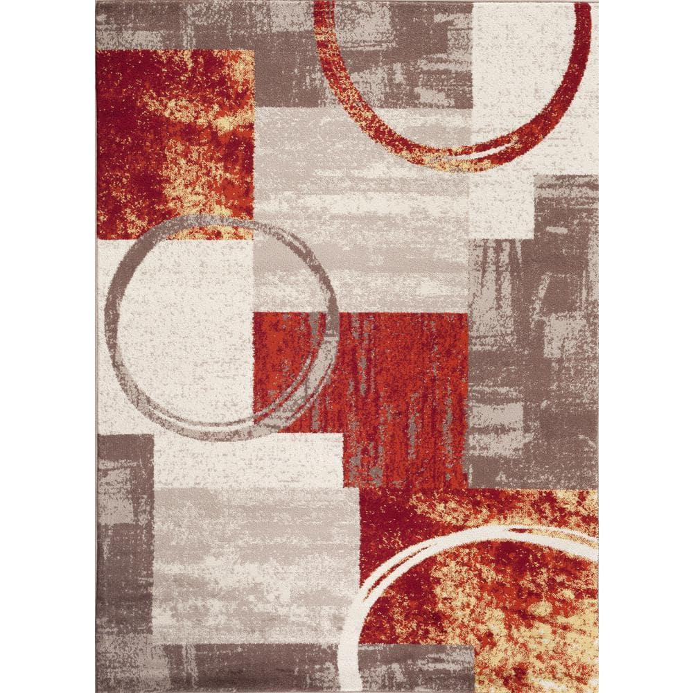 World Rug Gallery Abstract Circle Multi 8'8"x12' Area Rug