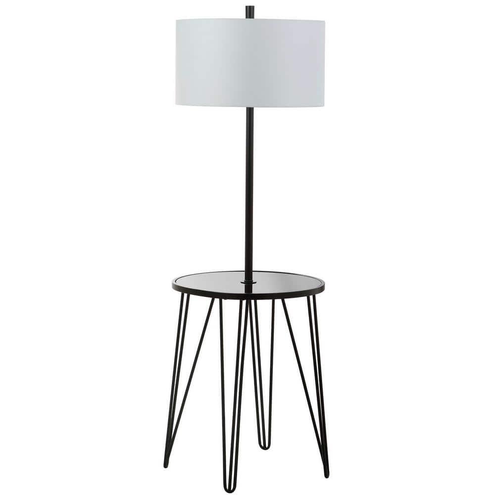 Ivy Bronx Dellinger 58'' Black Tray Table Floor Lamp