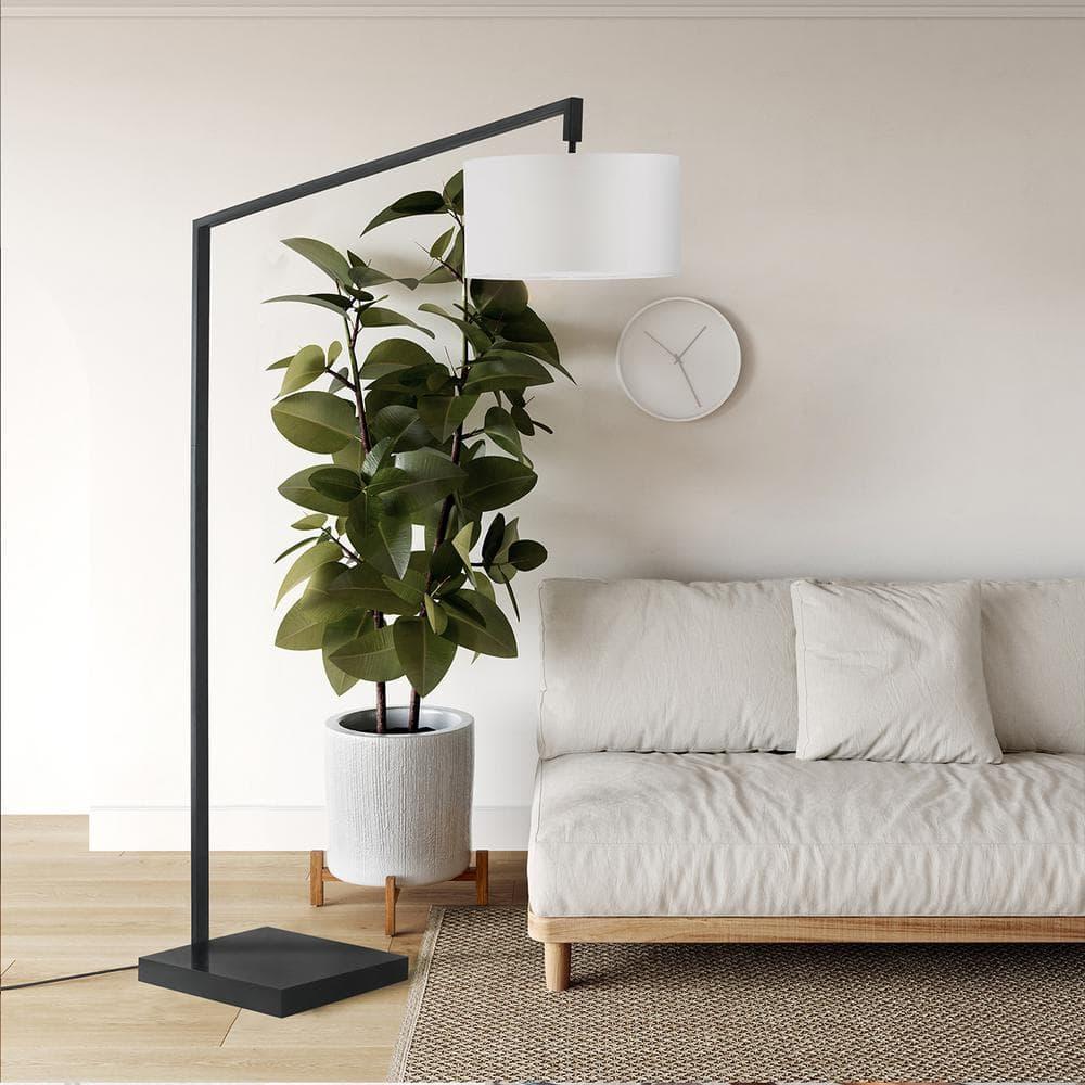 Stretch Chairside Arc Floor Lamp - Matte Black 75" Height