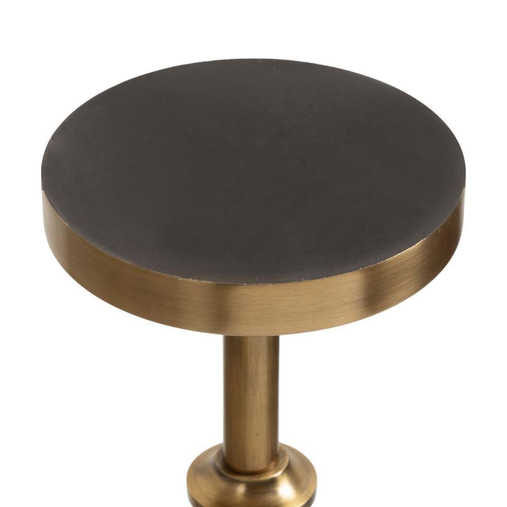 Kate and Laurel Engles Adjustable Marble Table and Plant Stand, 10x10x22, Gold