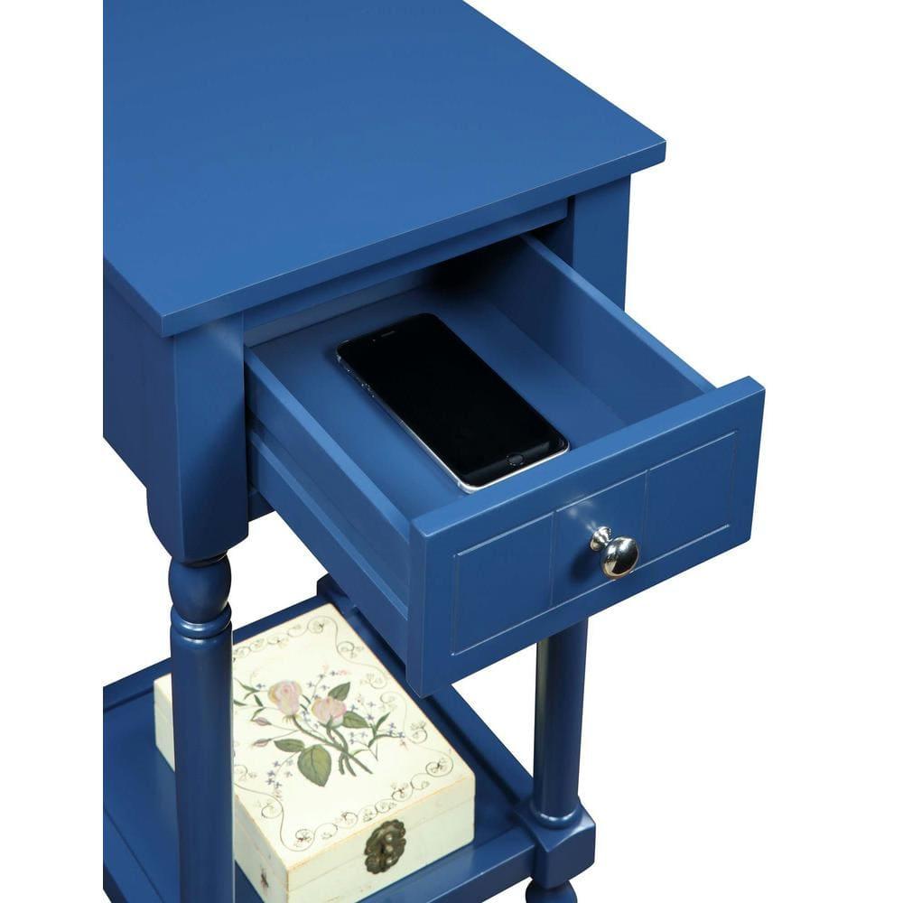 Convenience Concepts French Country Khloe 1 Drawer Accent Table with Shelf, Cobalt Blue