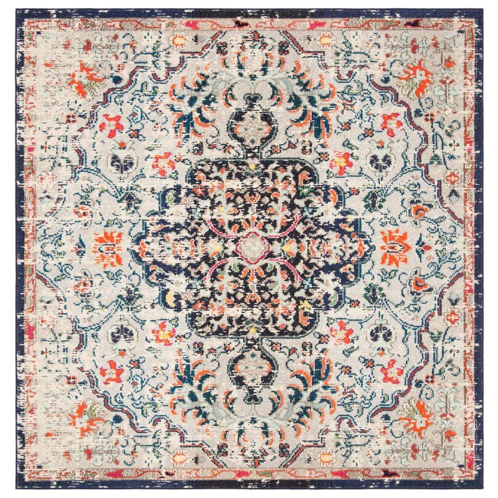 Madison MAD447 Power Loomed Indoor Area Rug - Beige/Black - 6'7"x6'7" - Safavieh
