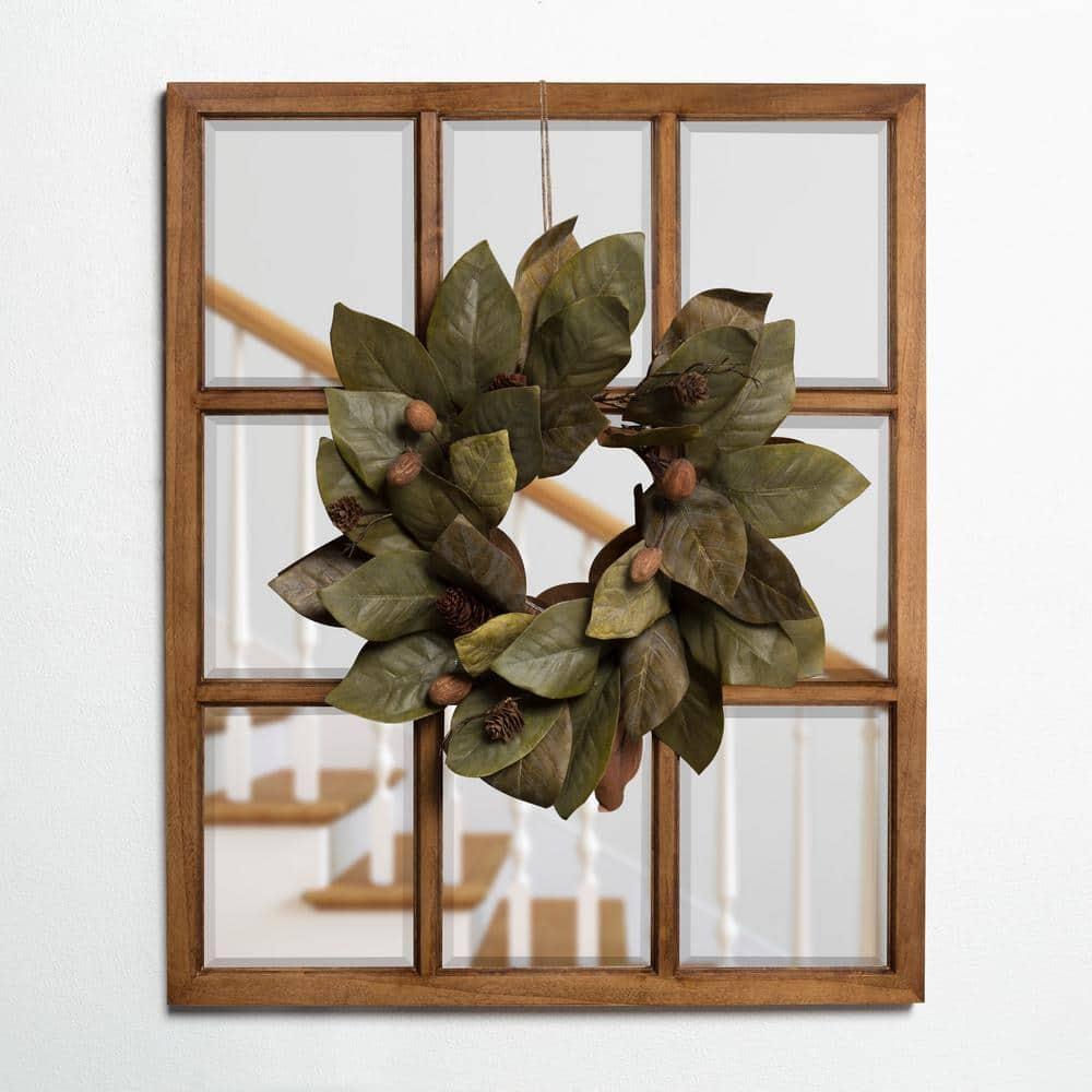 26" x 32" Hogan Windowpane Framed Wall Mirror Natural - Kate and Laurel