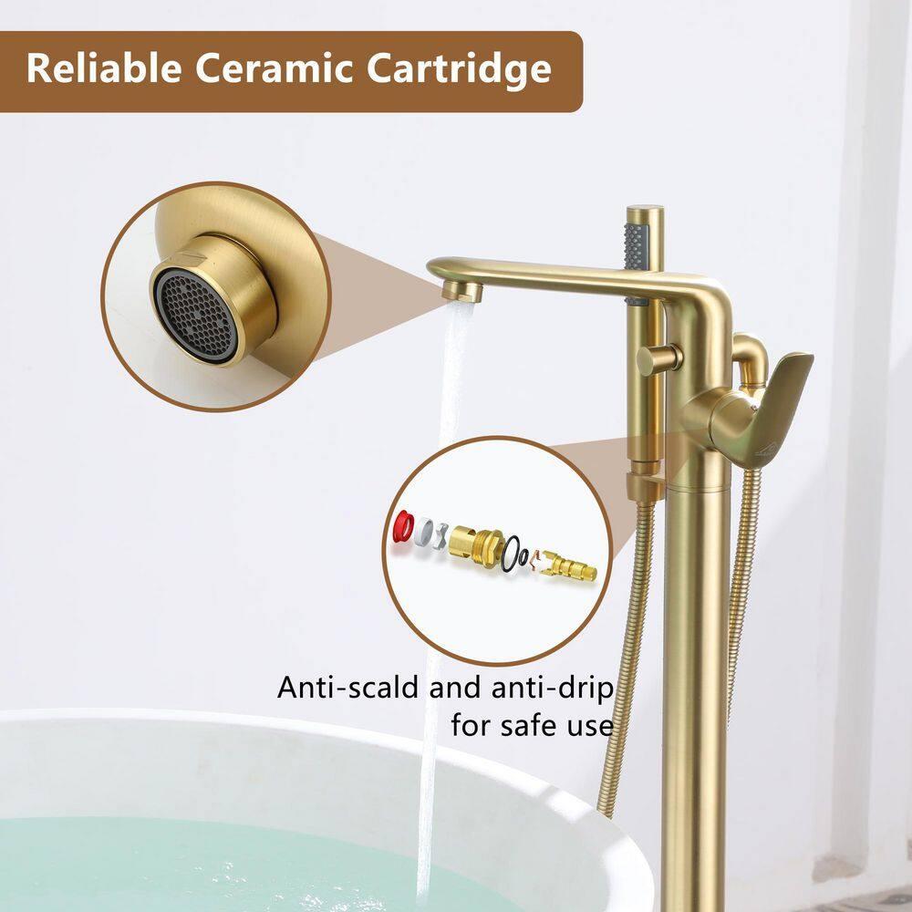 CASAINC KCLT0054-BN Single Handle Freestanding Bathtub Faucet with Diverter and Handshower