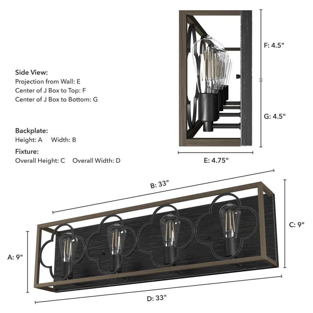 Gablecrest 4 Light  Flush Mount Bathroom Vanity Wall Light Fixture