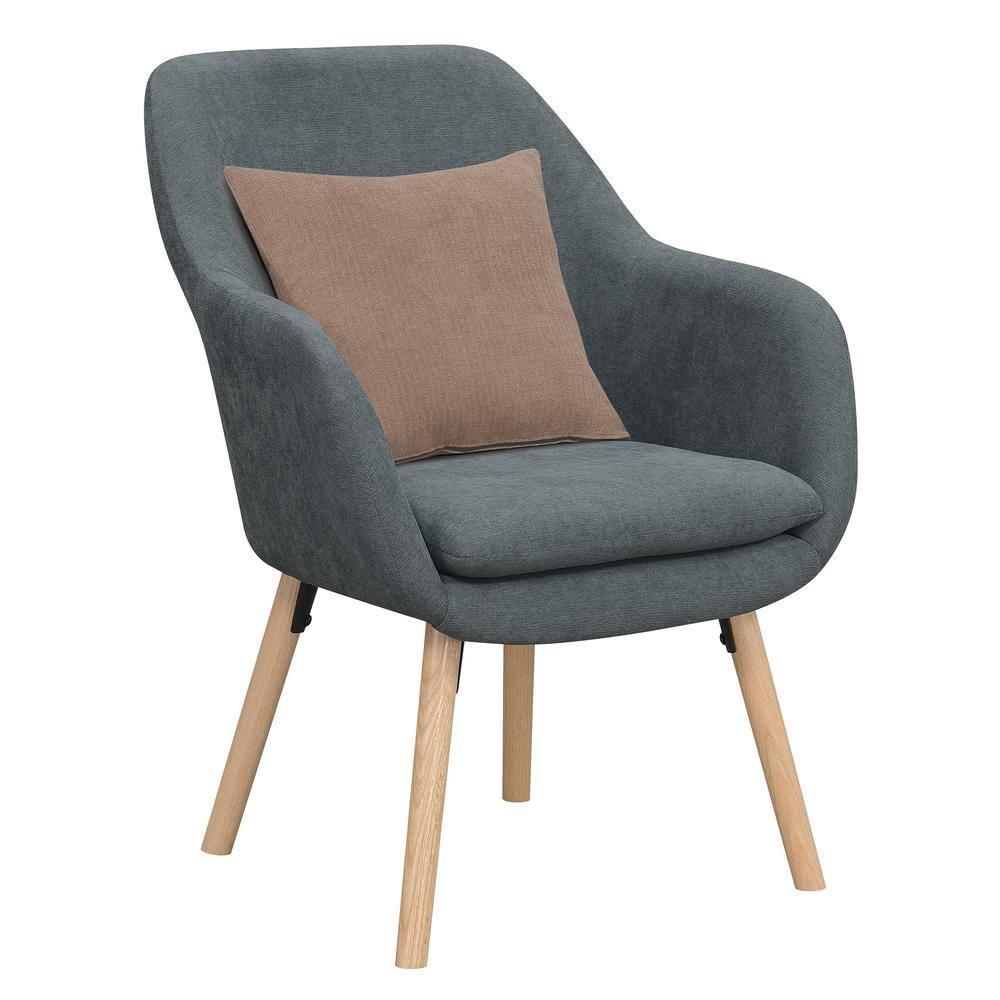 Convenience Concepts Take a Seat Charlotte Wingback Upholstered Accent Armchair, Slate Gray Fabric
