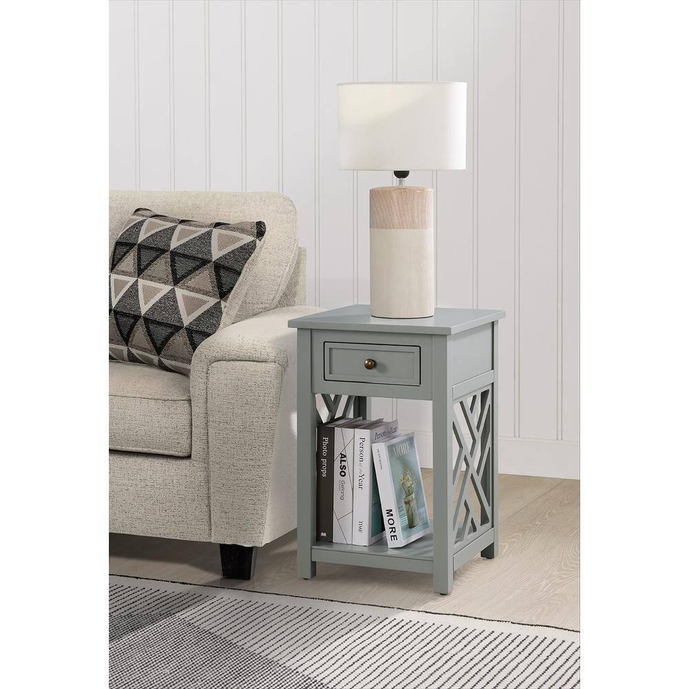 Alaterre Furniture Coventry Indoor Modern Storage Wood Square End Table, Gray