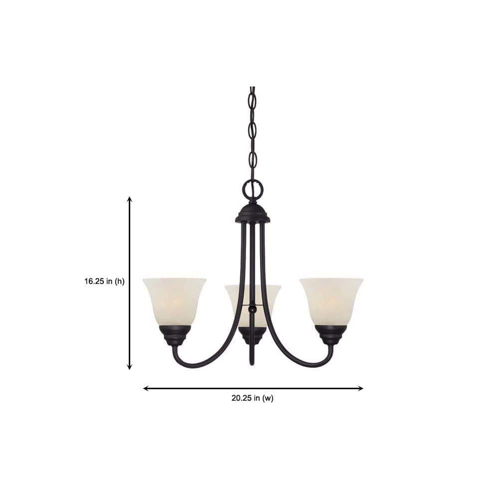 Kendall 3-Light Oil Rubbed Bronze Transitional Classic Chandelier for Dining Areas with No Bulbs Included