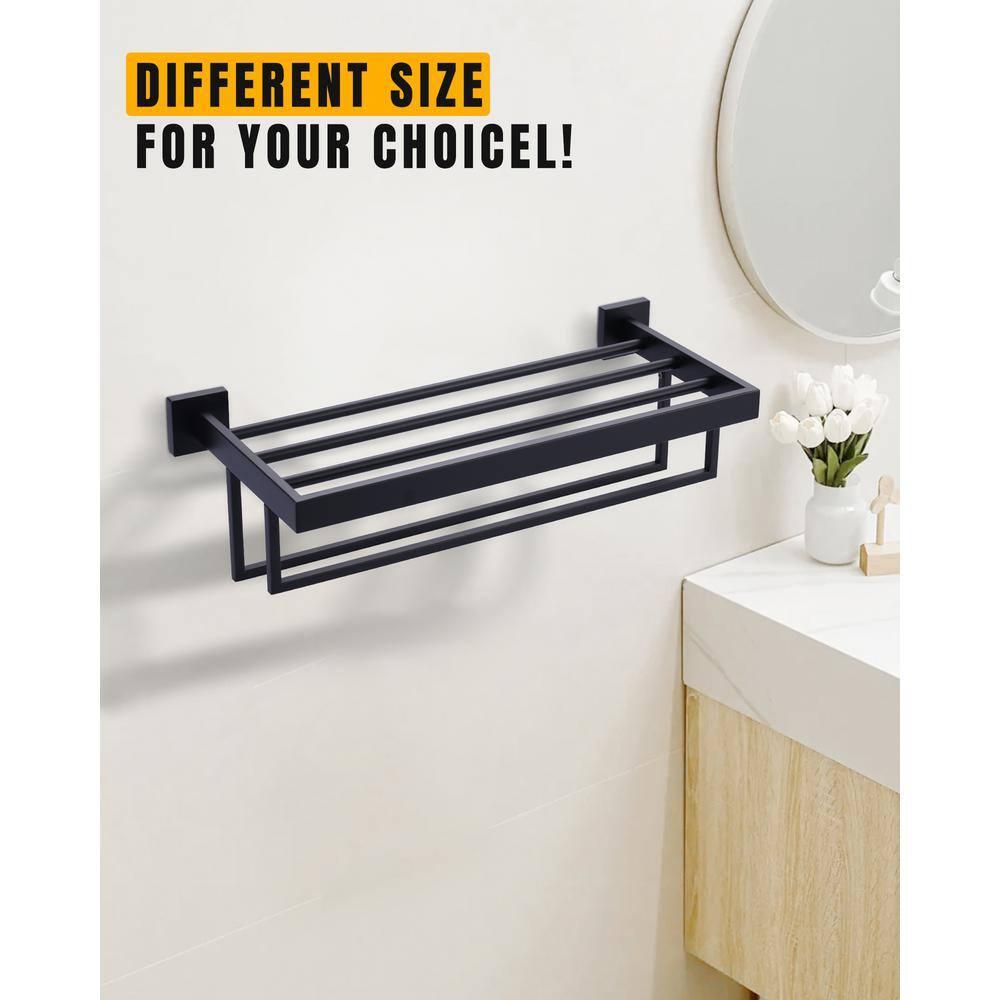 ARCORA AR5150101B-20 2-Tier Wall Mounted Stainless Steel Bathroom Towel Rack With 2 Towel Bars Square Rods