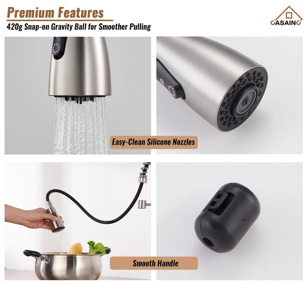 CASAINC Single Bowl White Fireclay Farmhouse Kitchen Sink With Faucet Included