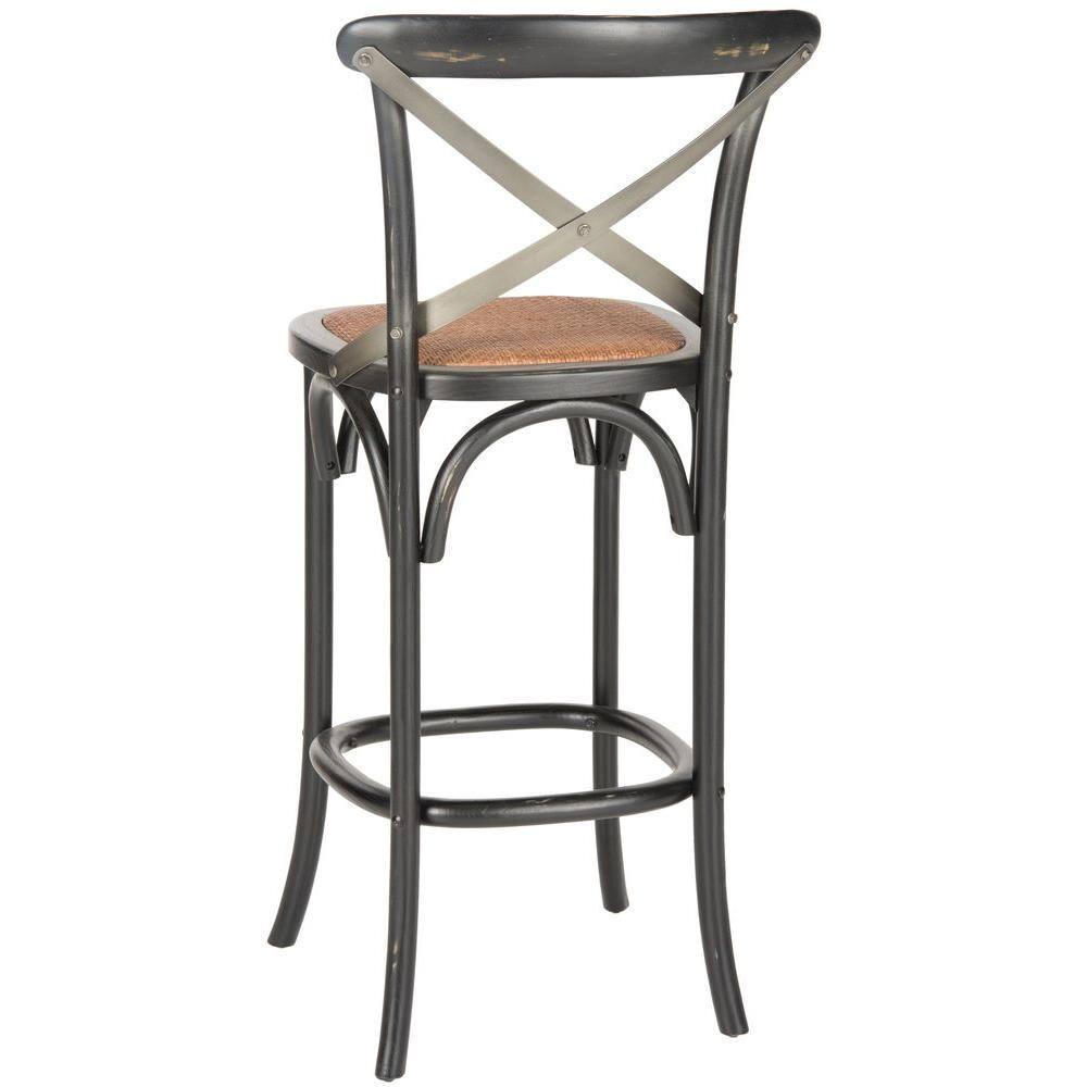 SAFAVIEH Eleanor Square Mid Back Bar Stool, Black
