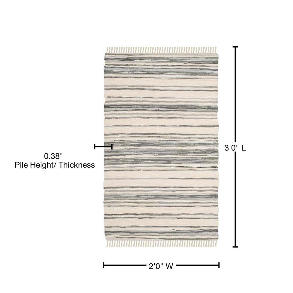 Rag Rug RAR126 Hand Woven Indoor Accent Rug - Ivory/Grey - 2'x3' - Safavieh.