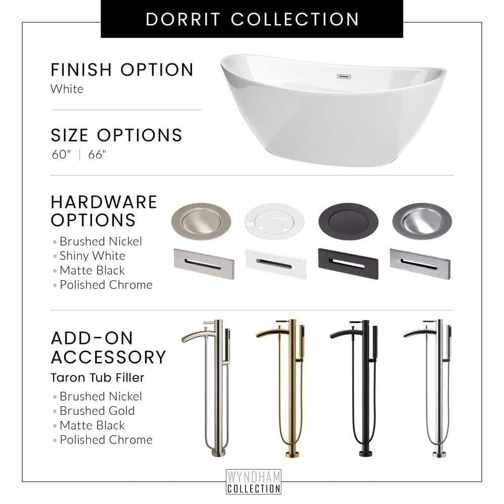 Wyndham Collection WCBTE652060SWATPPC Dorrit 60" x 32" Freestanding Soaking Acrylic Bathtub with Faucet