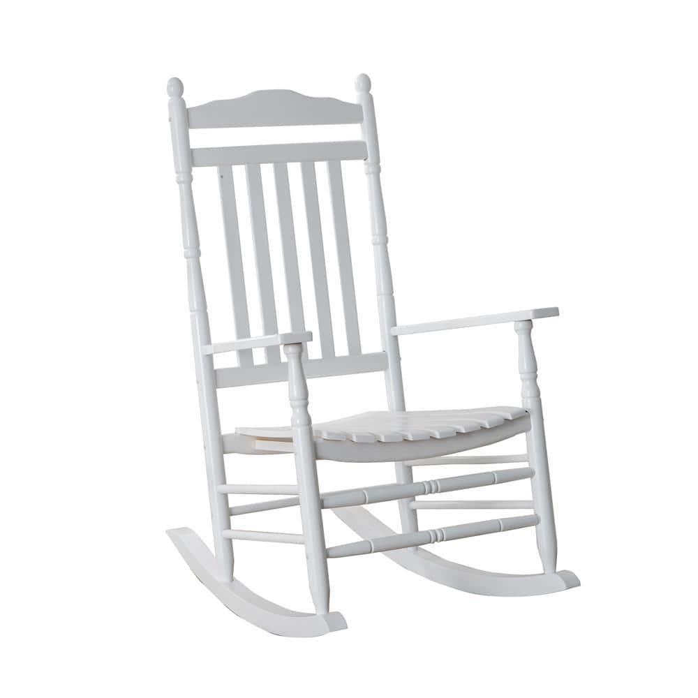 White Wood Traditional Outdoor Rocking Armchair