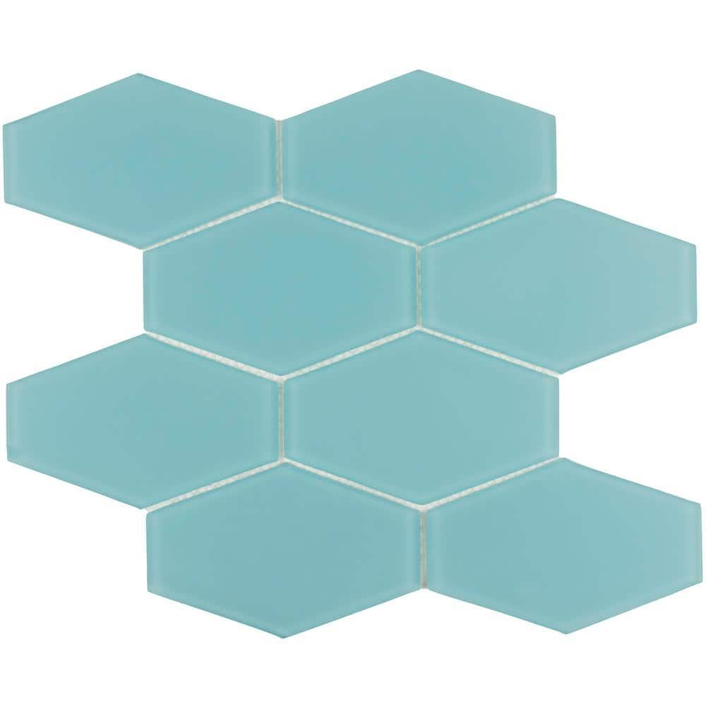 Cruz Bay Studio Long Hex 10.60in.x11 in. Glass Mosaic Tile