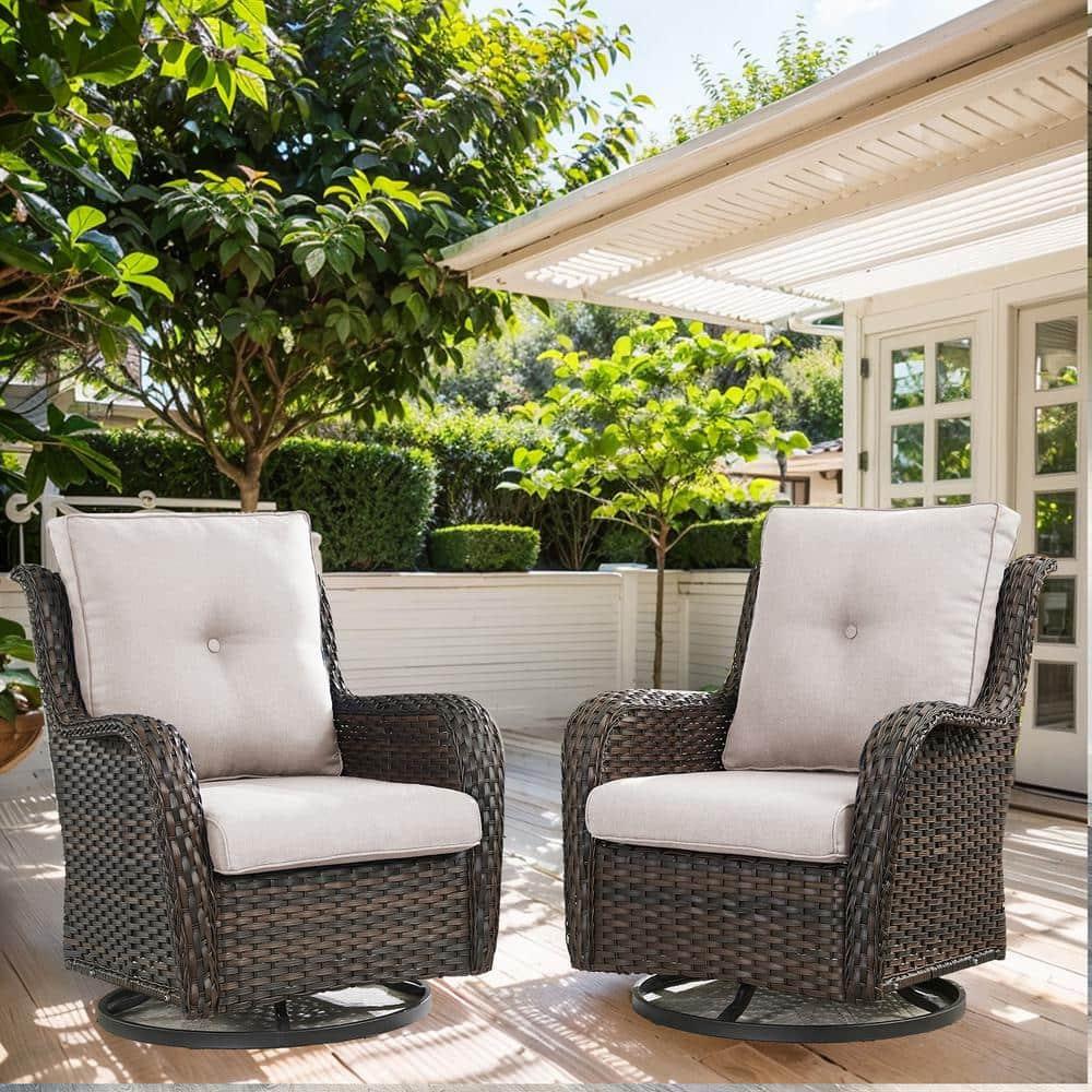 Carolina Outdoor Wicker Swivel Glide Chair with Cushions