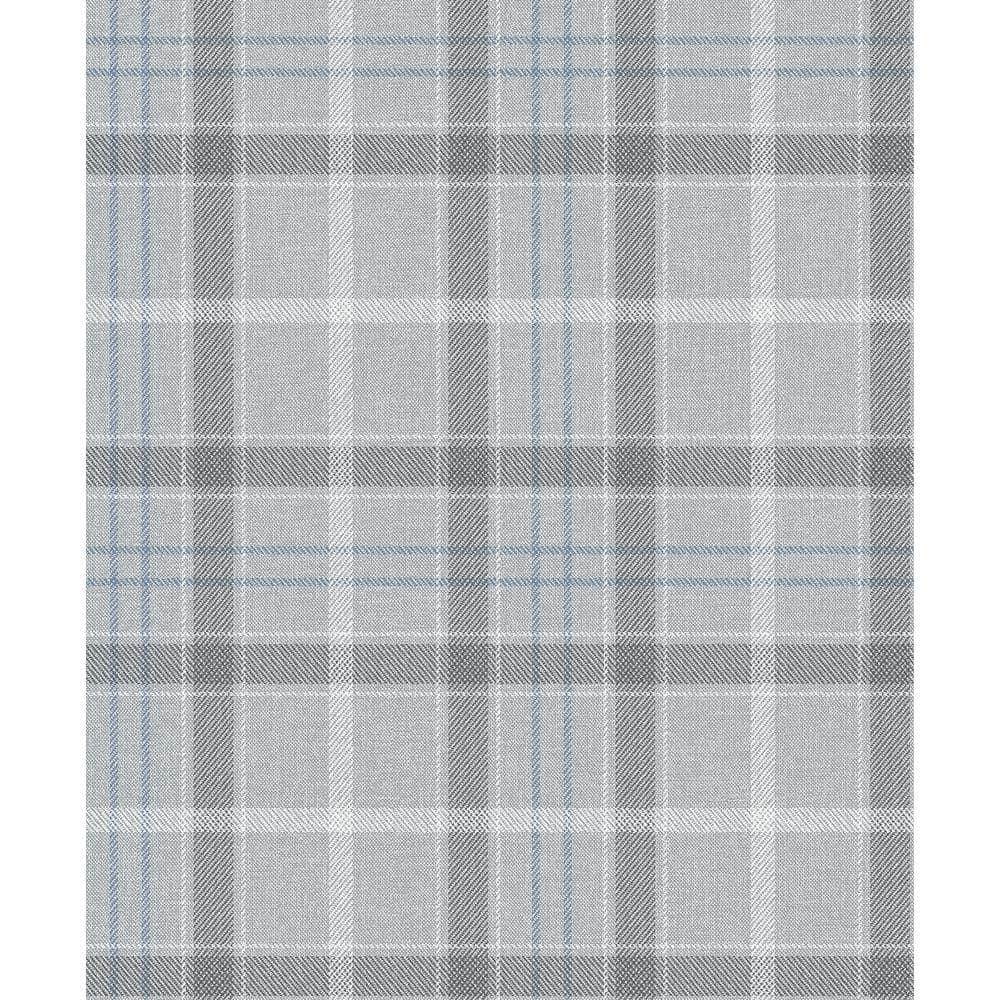 NextWall Pavestone & Blue Tailor Plaid Peel and Stick Wallpaper - 20.9 in. W x 18 ft. L Roll