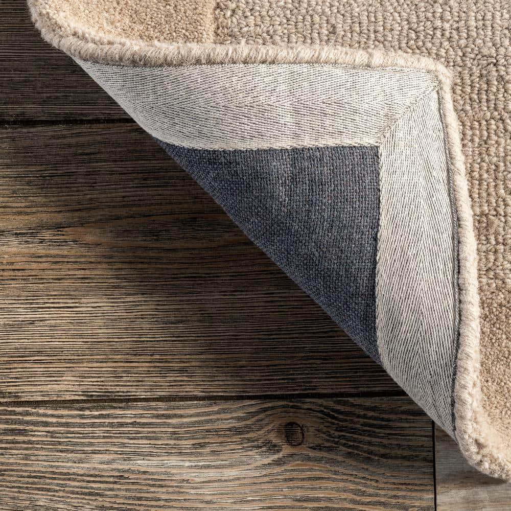 4'x6' Marianne Handmade Wool Border Area Rug Beige - nuLOOM: Solid Tufted Indoor Low Pile Rectangle Rug