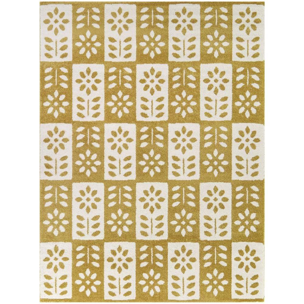 Balta Rugs 7' 10" x 10' Kids' Karol Modern Floral Gold: Kids Bedroom Area Rug, Fade & Stain-Resistant, OEKO-TEX Certified