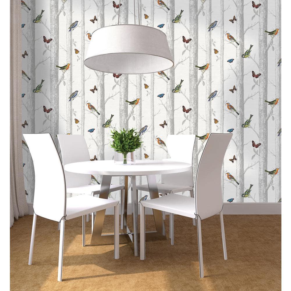 Epping Birds and Trees White Multi Wallpaper
