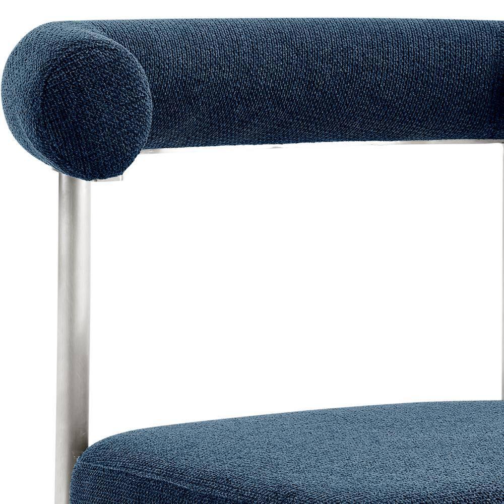 Armen Living Set of 2 Shannon Brushed Stainless Steal and Fabric Dining Chairs Blue