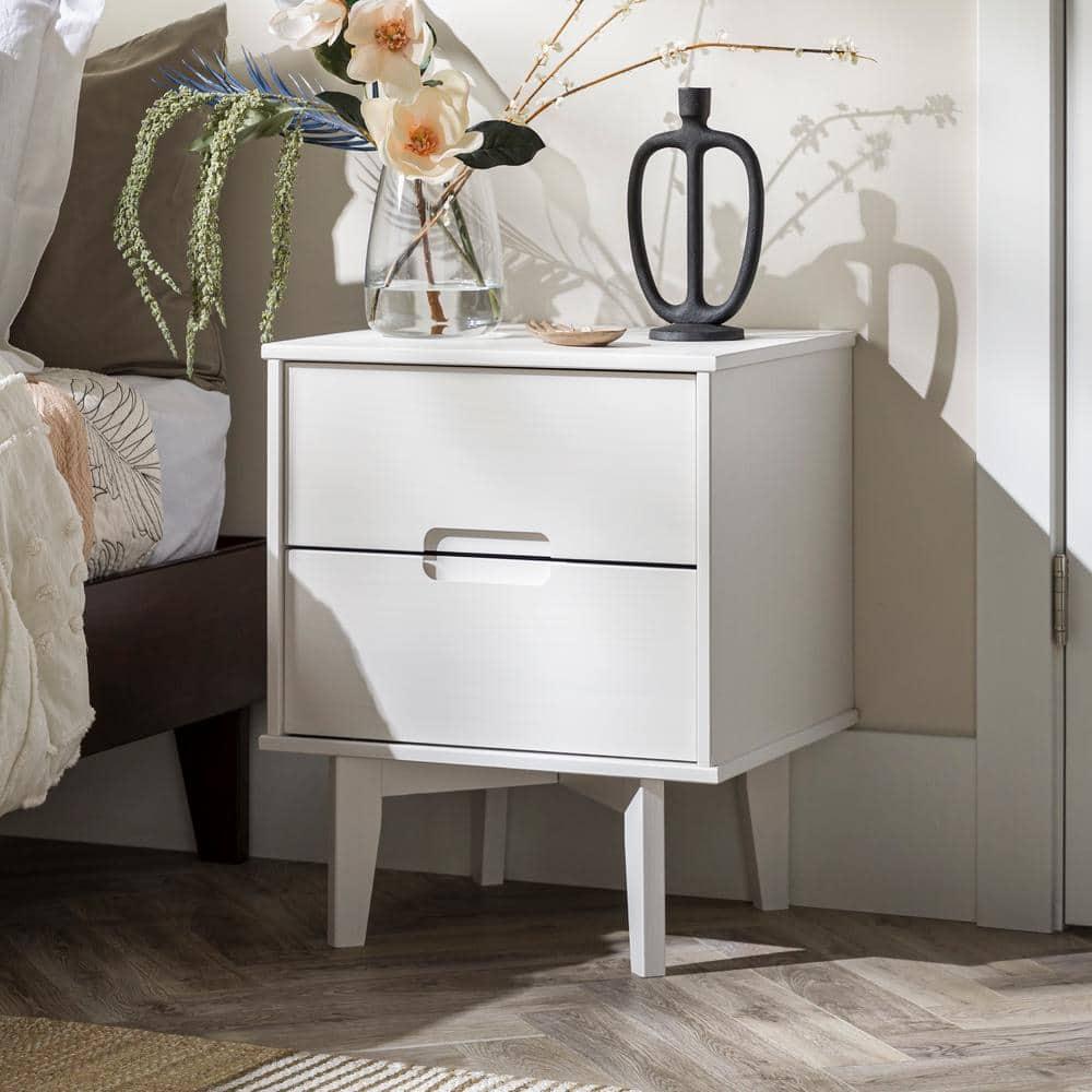 Preston 26"H Modern 2-Drawer Nightstand with USB Ports and Flared Legs