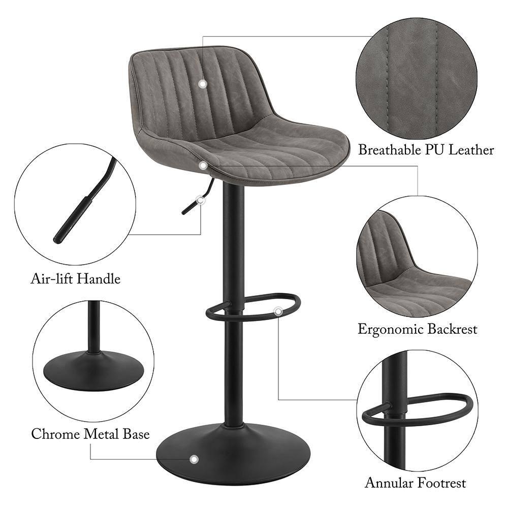 17 Stories Jaiven Swivel Upholstered Adjustable Height Counter Stool with Metal Frame (Set of 2)