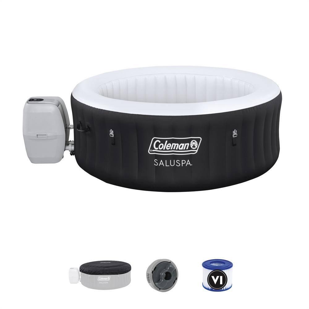 Bestway Coleman Miami AirJet Inflatable Hot Tub with EnergySense Cover, 4-Pack of SaluSpa Spa Seat and 4 Sets of SaluSpa Padded Headrest Pillows