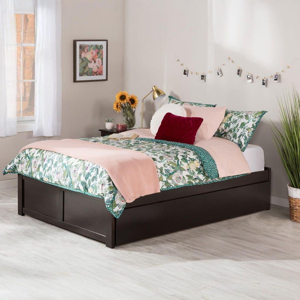 Concord Queen Bed with Footboard and Twin Extra Long Trundle in Espresso