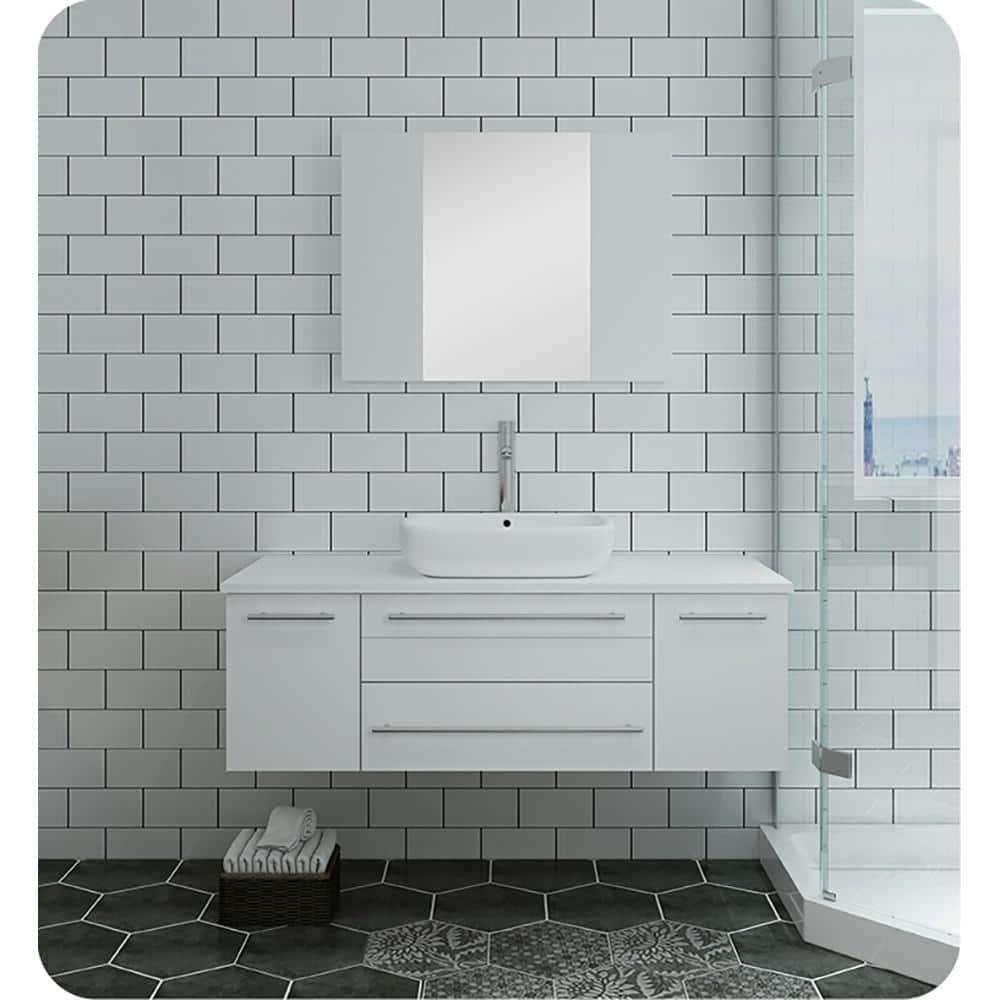 Fresca Lucera 47" Wall Mount Single Vessel Sink Bathroom Vanity Base Only (Top & Sink Not Included)