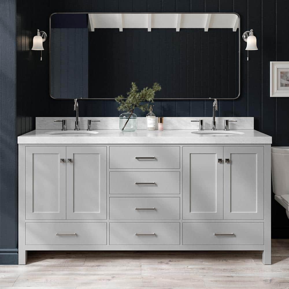 Cambridge 72'' Double Bathroom Vanity with Carrara Marble Top
