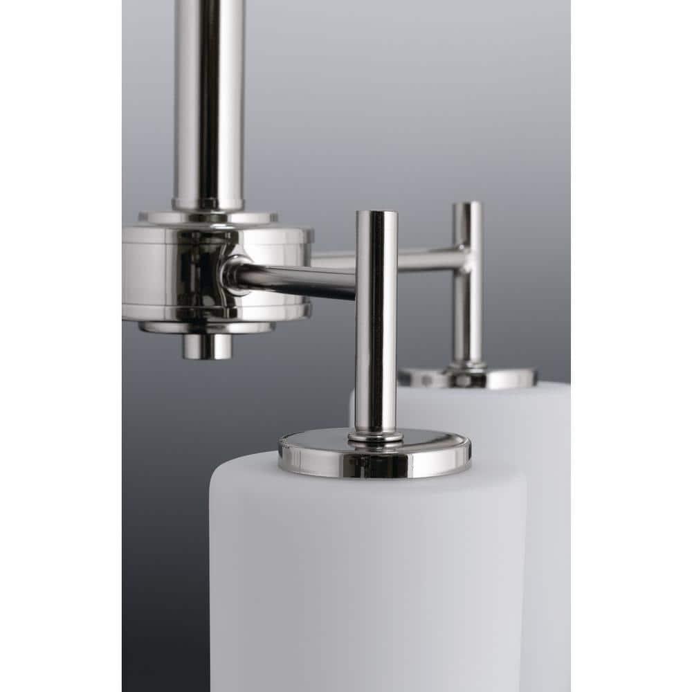 Progress Lighting Replay 9-Light Two-Tier Chandelier, Brushed Nickel, White Glass Shade
