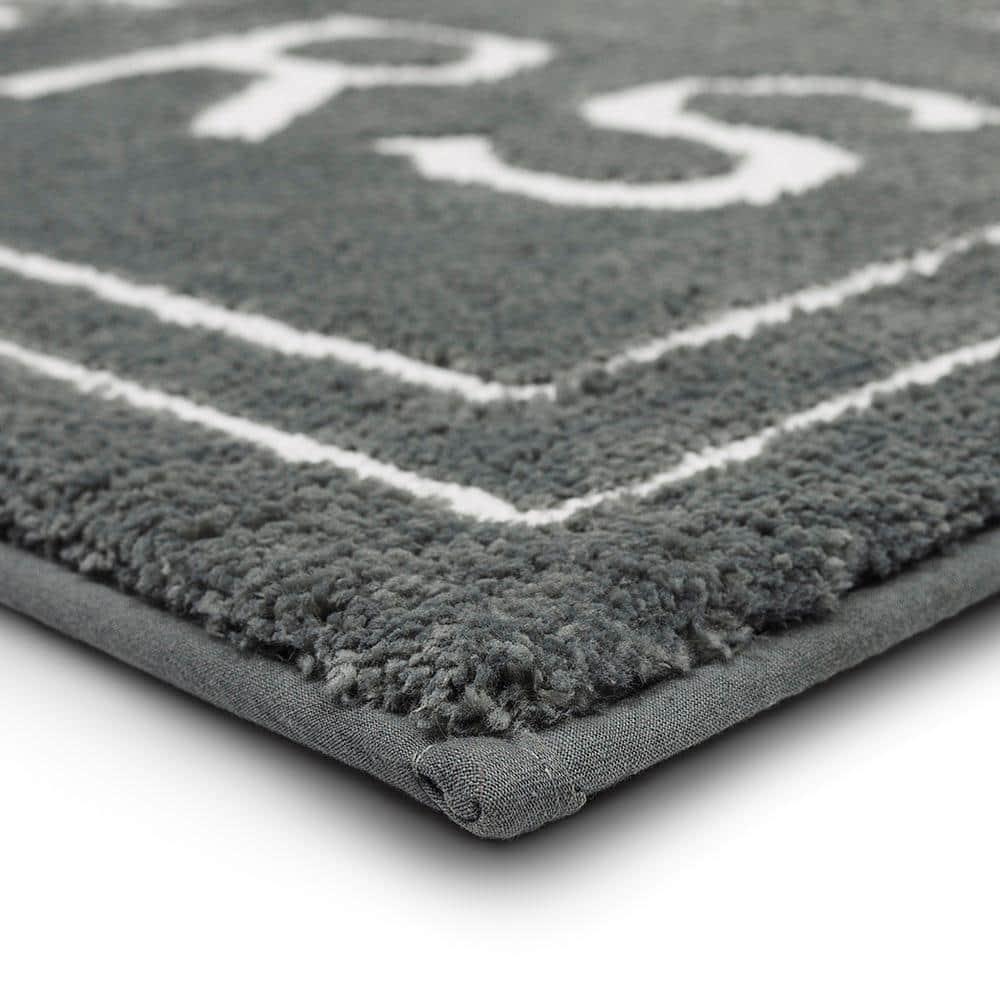 Mohawk Home Hers Knited Washable Polyester Non-Slip Bath Mat, Pewter, 1'8" x 2'10"
