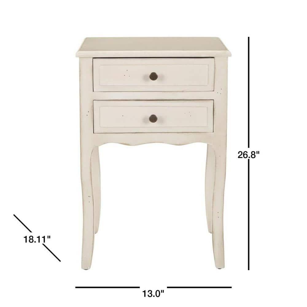 Opal 1 Drawer Accent Table - Distressed White - Safavieh.