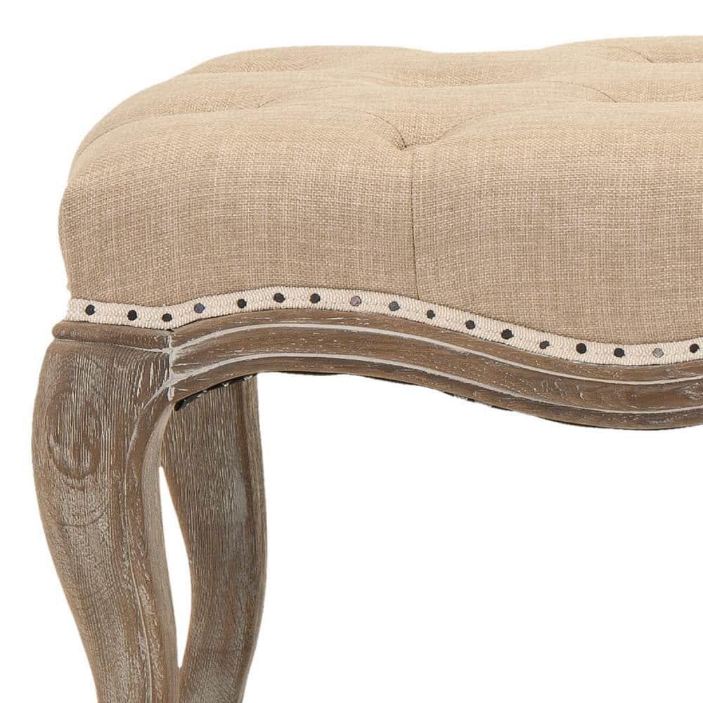 Ramsey Bench With Flat Black Nail Heads - Wheat/Natural Cream - Safavieh