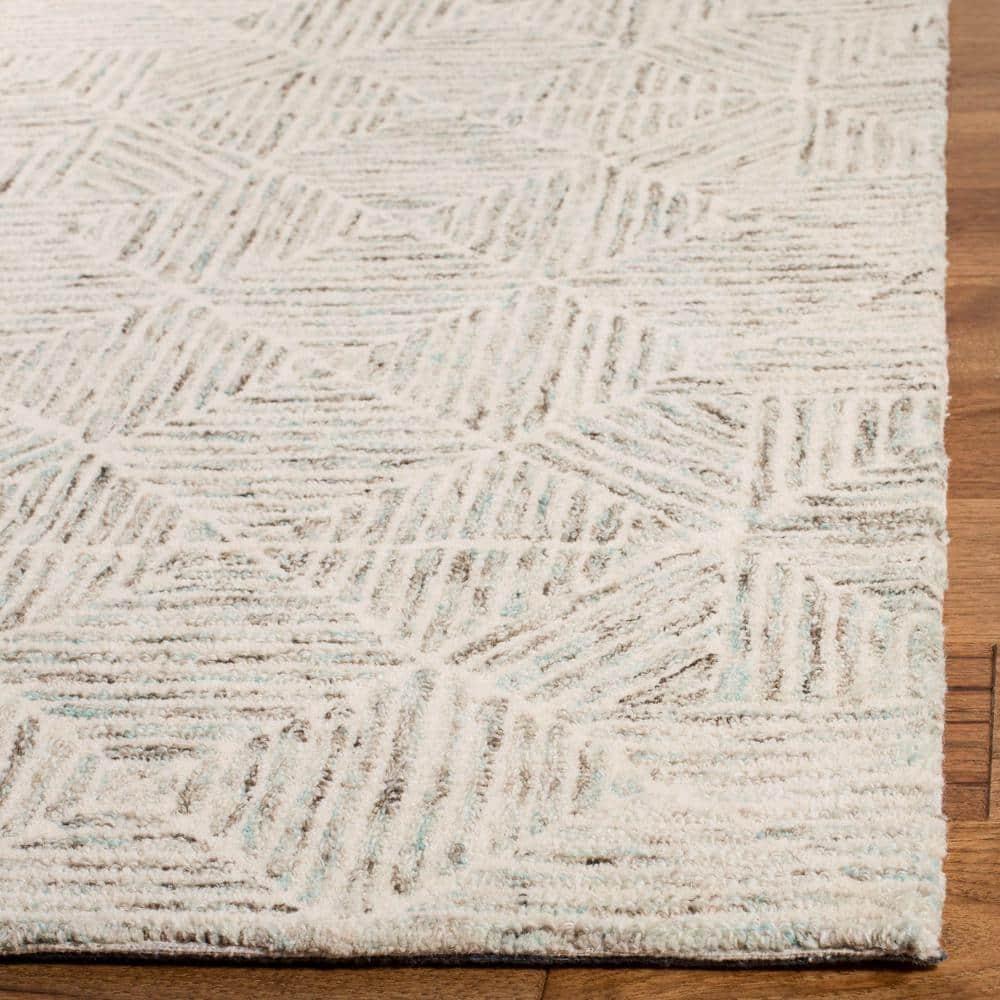 SAFAVIEH Abstract Brock Geometric Area Rug, Ivory/Light Blue, 5' x 8'