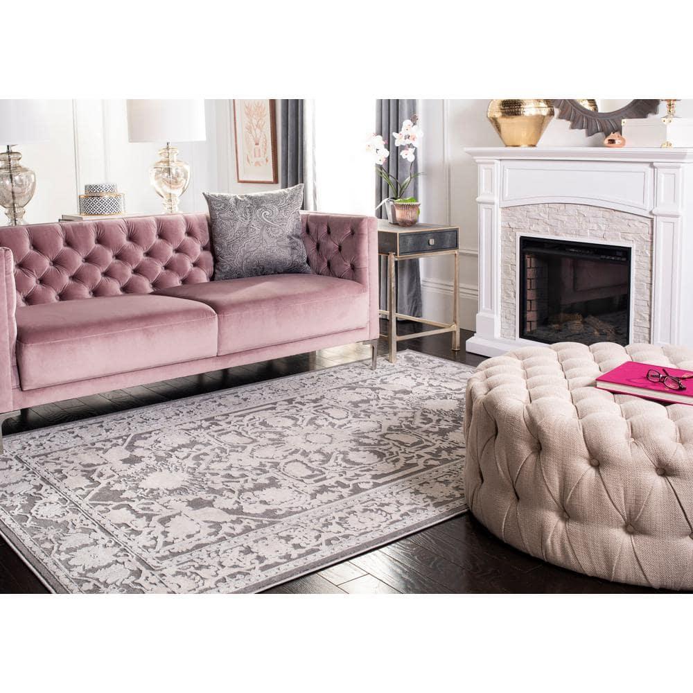 Reflection RFT665 Power Loomed Indoor Area Rug - 9'x12' - Dark Grey/Cream - Safavieh