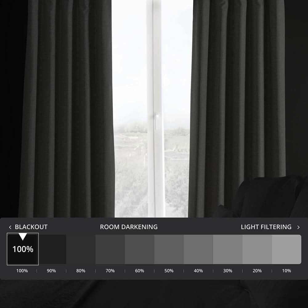 Signature Destination Slate Faux Linen Blackout Curtain (1 Panel), Destination Slate, 50W X 96L