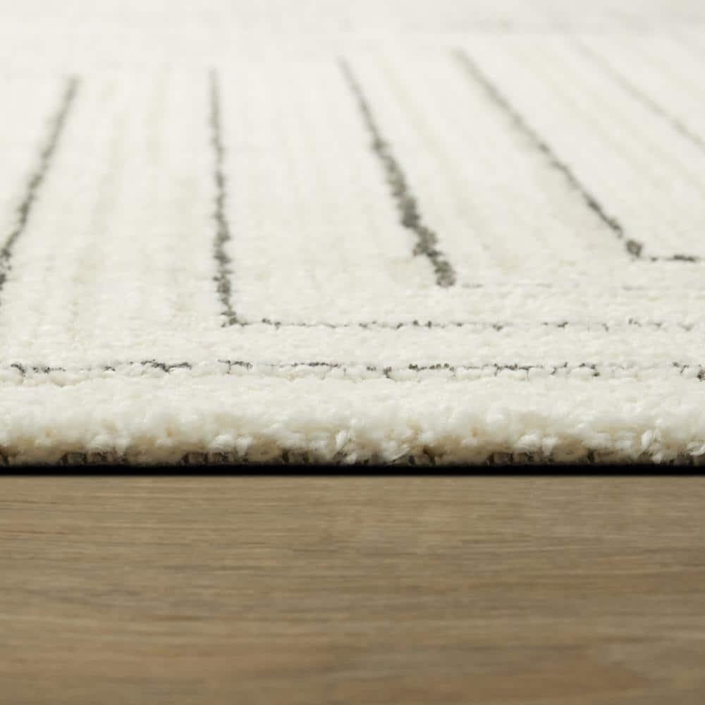 Balta Rugs 2'7"x7' Carmody Transitional Geometric Rug Cream: Off-White Runner, Medium Pile, Indoor Use