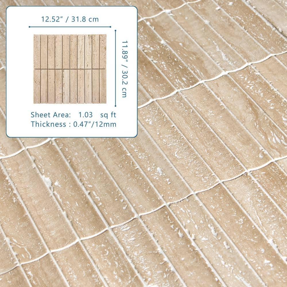 12.52" x 11.89" Honed Flucted Natural Marble Mosaic Tile