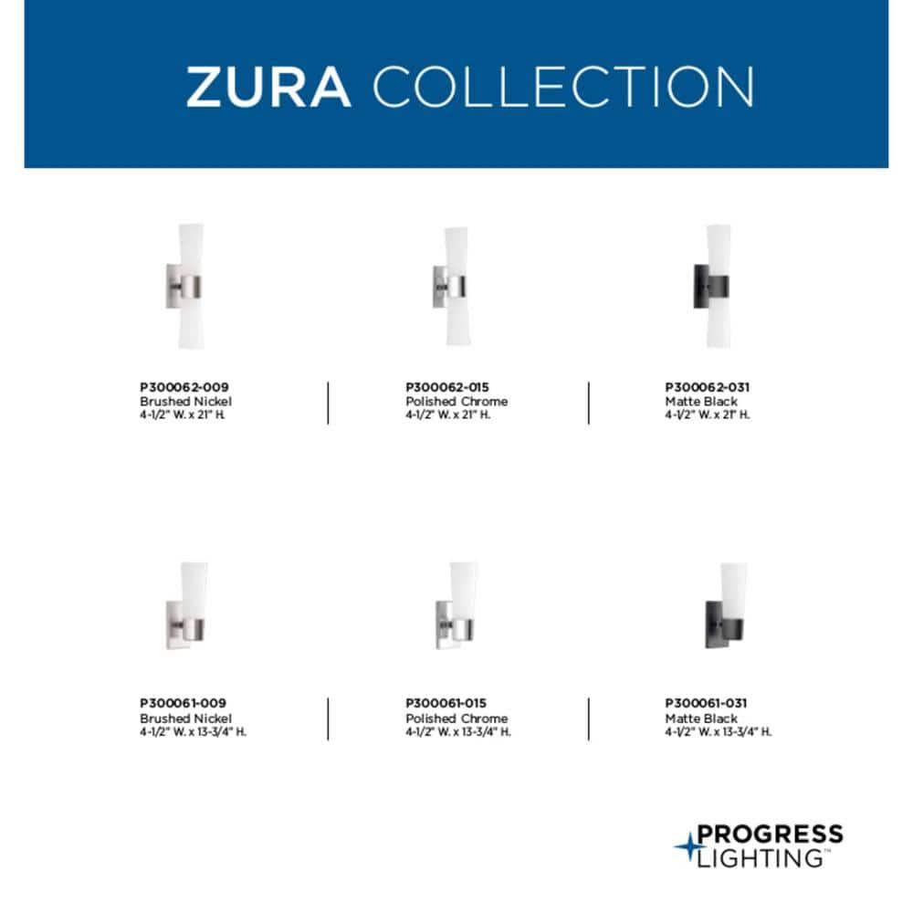 Progress Lighting Zura 1-Light Bath & Vanity Fixture, Zinc, Black, Opal Glass Shade