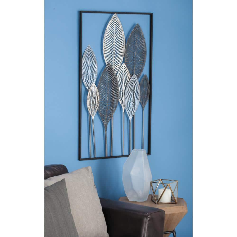 DecMode Bronze Metal Leaf Wall Decor with Black Frame