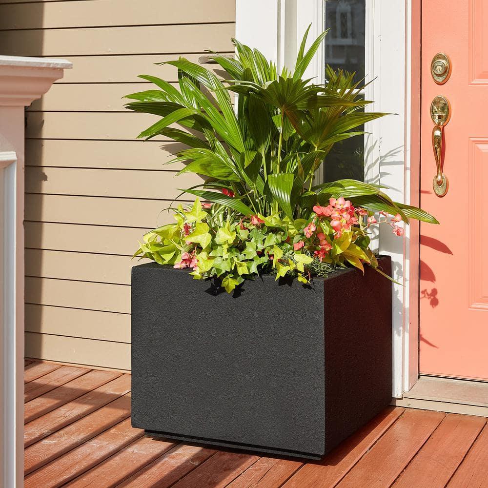 PolyStone Planters Monterrey 23 in. x 23 in. Brown Square Planter'