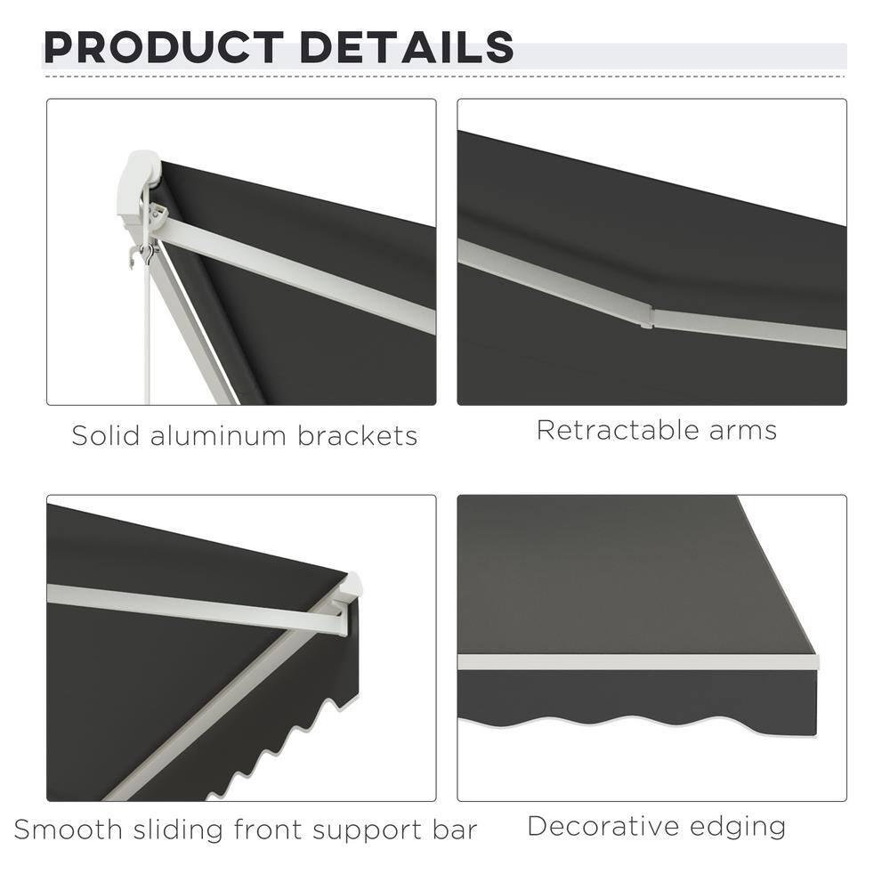 Outsunny Electric Awning, Retractable Awning with Remote Controller and Manual Crank Handle