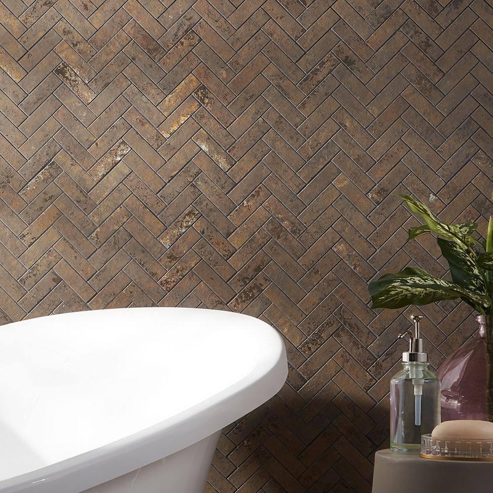 Bond Tile Ravina 10.03 in. x 10.62 in. Matte Porcelain Floor & Wall Herringbone Mosaic Tile (0.75 Sq.Ft. / Each)