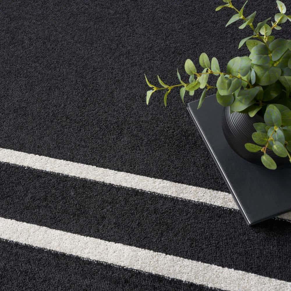 Nourison Essentials 9' x 12' Black Ivory Contemporary Indoor/Outdoor Rug