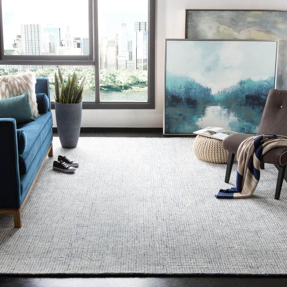 SAFAVIEH Abstract Dalia Geometric Area Rug, Ivory/Blue, 10' x 10' Square