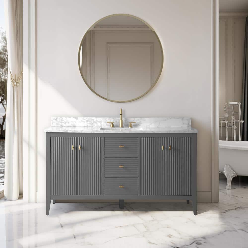 60'' Single Bathroom Vanity with Engineered Marble Top