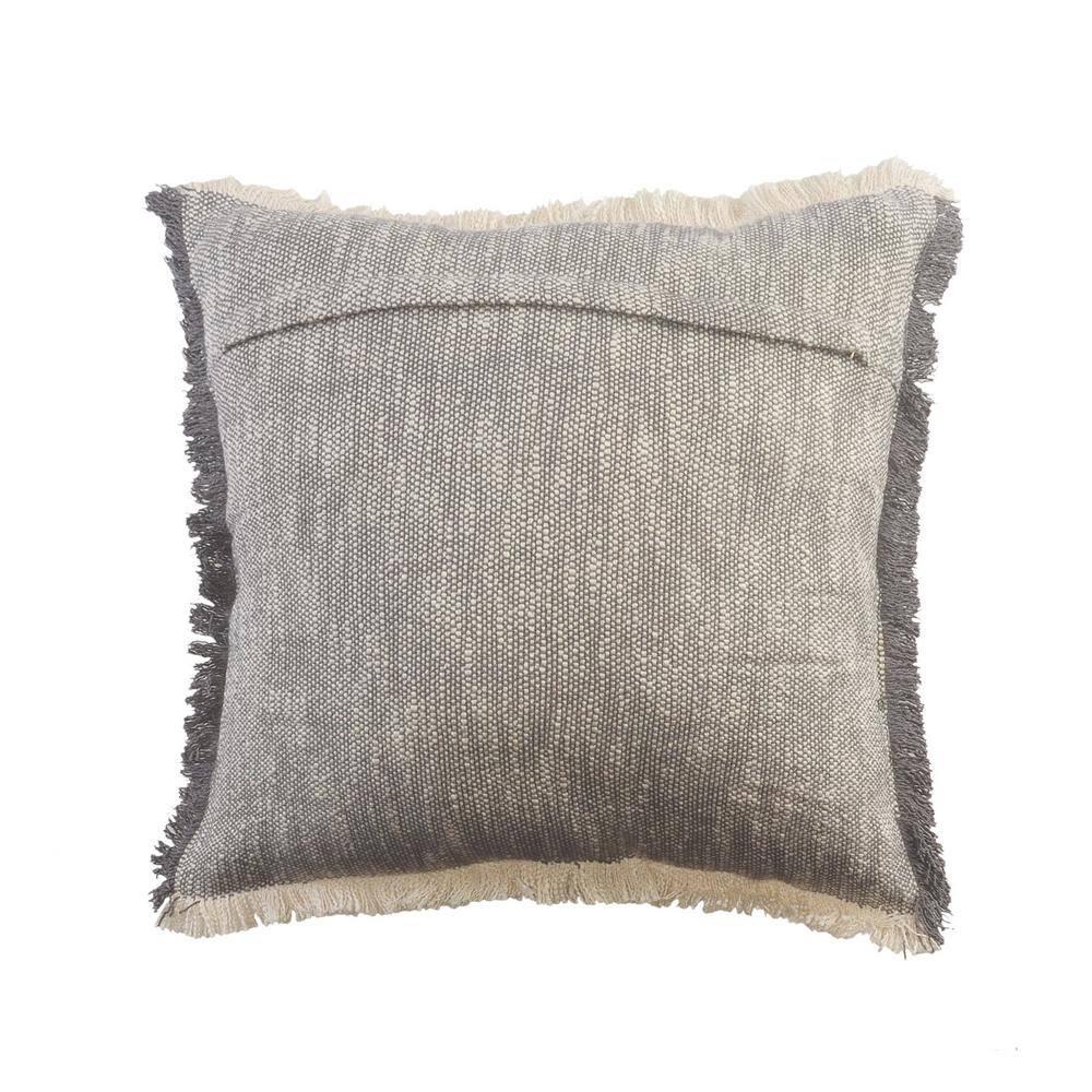 Rajani Home Contemporary Solid Stonewashed Fringed Cotton Throw Pillow Set